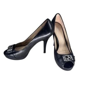 Coach Black Aliya Peep Toe Heels Pumps Size 7.5